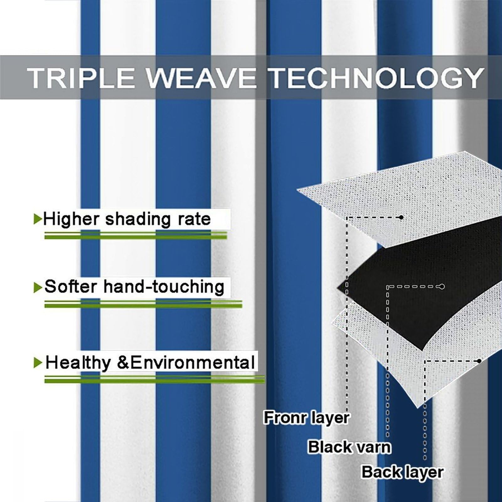Amazon.com: ZhiRain Blue and White Striped Curtains Vertical